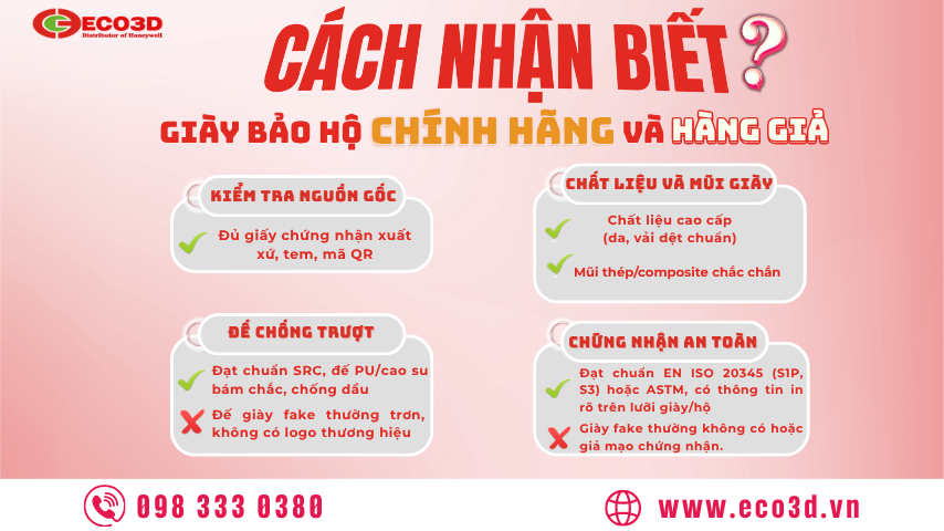 Cách nhận biết giày bảo hộ chính hãng