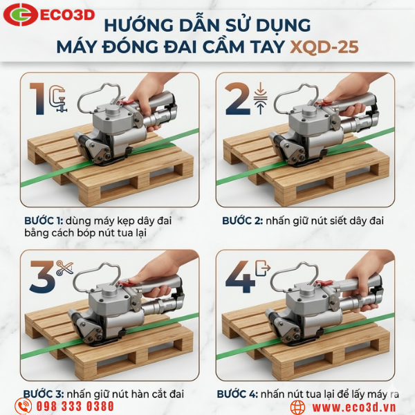 Cách sử dụng máy đóng đai cầm tay XQD-25