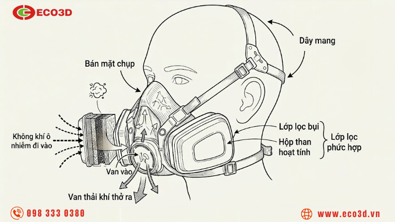 Cấu tạo và nguyên lý hoạt động của mặt nạ chuyên dụng