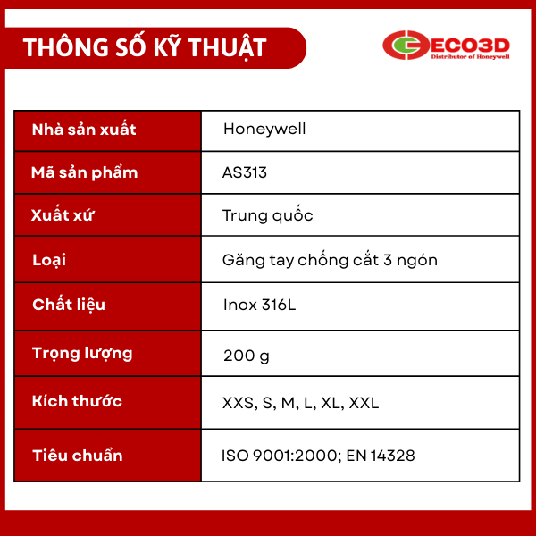 Găng tay th&eacute;p kh&ocirc;ng rỉ chống cắt 3 ng&oacute;n