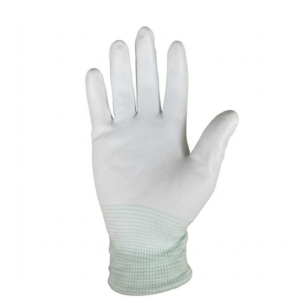 Găng tay sợi trắng bàn tay phủ PU không viền