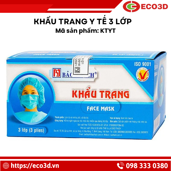 Khẩu Trang Y Tế 3 Lớp Kh&aacute;ng Khuẩn ECO3D &ndash; Lọc Bụi, Ngăn Giọt Bắn Hiệu Quả