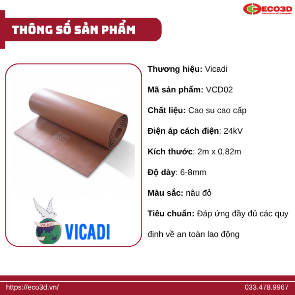 Thảm cao su cách điện Vicadi 24KV 