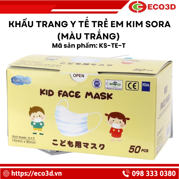 Khẩu trang y tế trẻ em Kim sora (m&agrave;u trắng)
