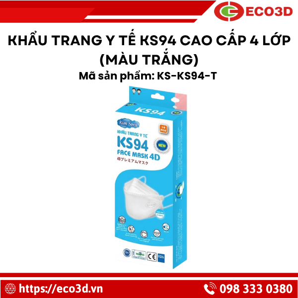 Khẩu trang y tế KS94 cao cấp 4 lớp Kim Sora (M&agrave;u trắng)