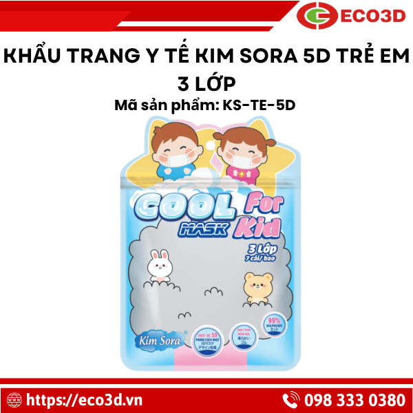 Khẩu trang y tế Kim Sora 5D trẻ Em 3 lớp