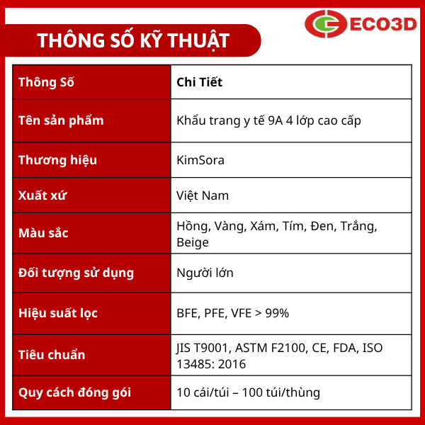 Khẩu trang y tế 9A 4 lớp