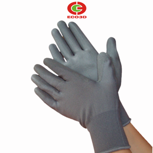 Găng tay sợi xám bàn tay phủ PU 