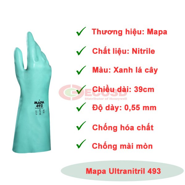 găng tay chống hóa chất mapa ultranitril 493