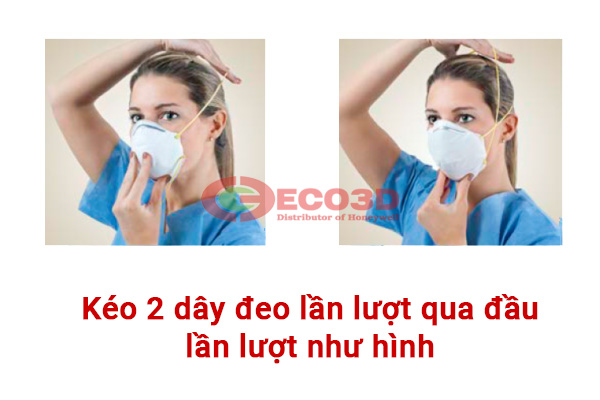 Kéo 2 dây đeo lần lượt qua đầu