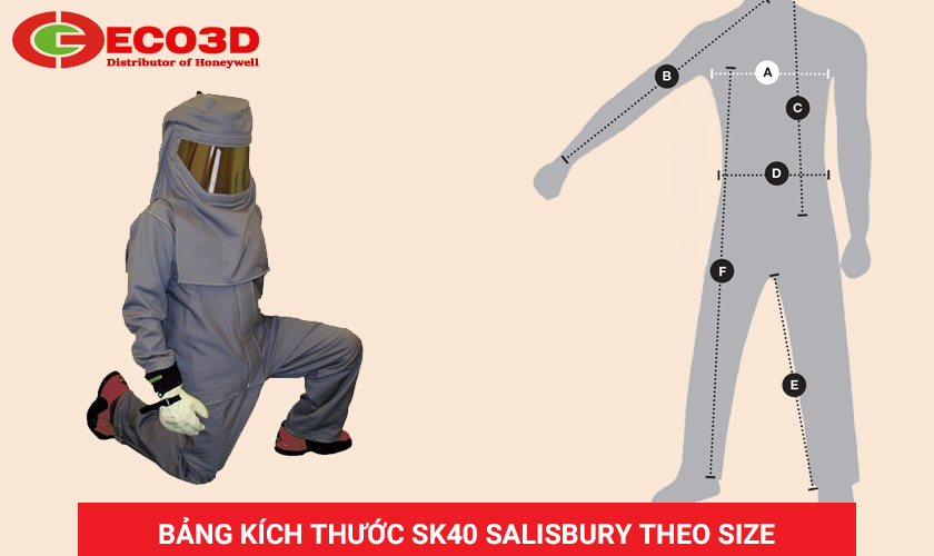 Kích thước Bộ quần áo chống hồ quang điện 40CAL SK40