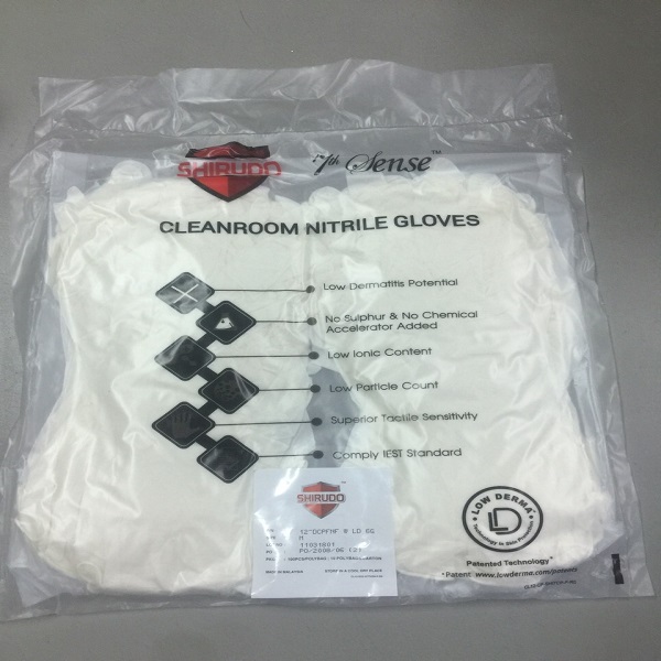 Găng Shirudo Nitrile phòng sạch 12 inch, 6 gram, không bột