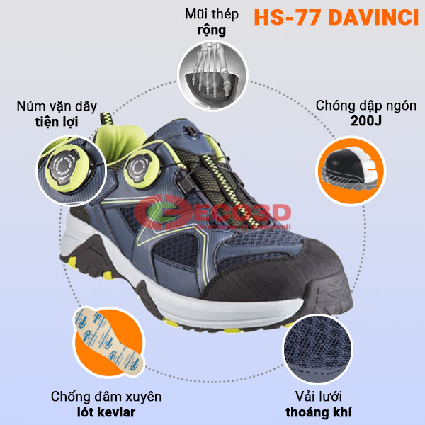 Tính năng giày bảo hộ hans hs-77-davinci