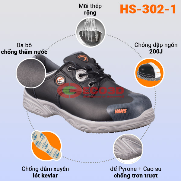 Đặc điểm và tính năng giày bảo hộ hans 302-1