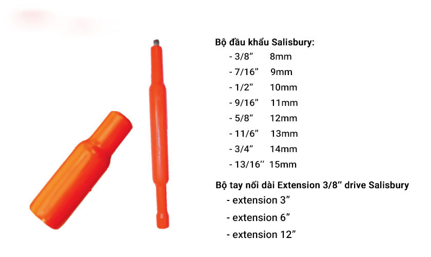 đầu khẩu và tay nối cách điện Salisbury
