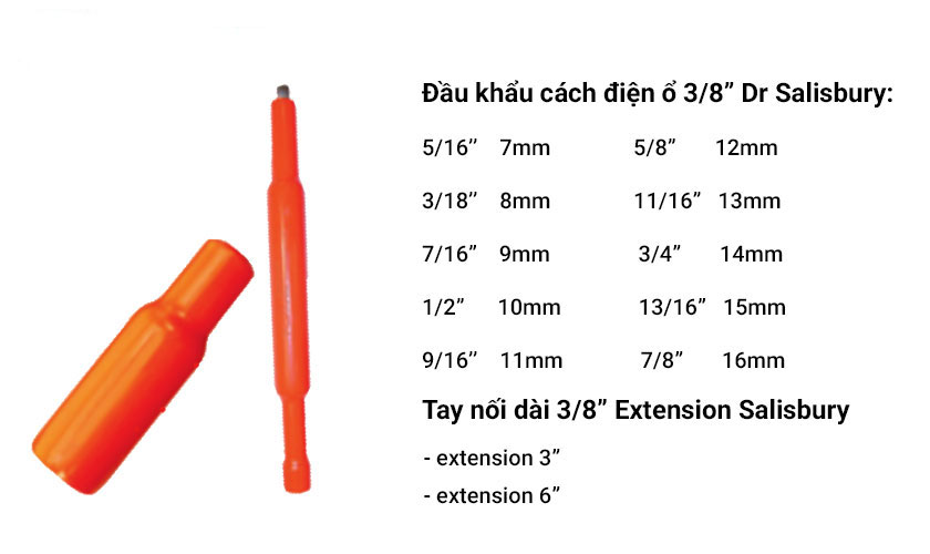 đầu khẩu và tay nối cách điện Salisbury