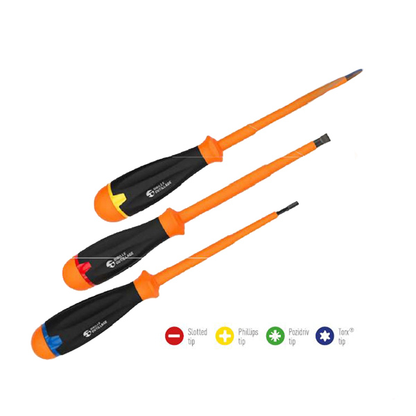 Bộ tuốc nơ vít đầu xoay Rotoline cách điện 1000V slotted-tip RL2